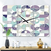 Designart Retro Geometric Design IV Oversized Mid-Century Modern Multipanel Wall Clock