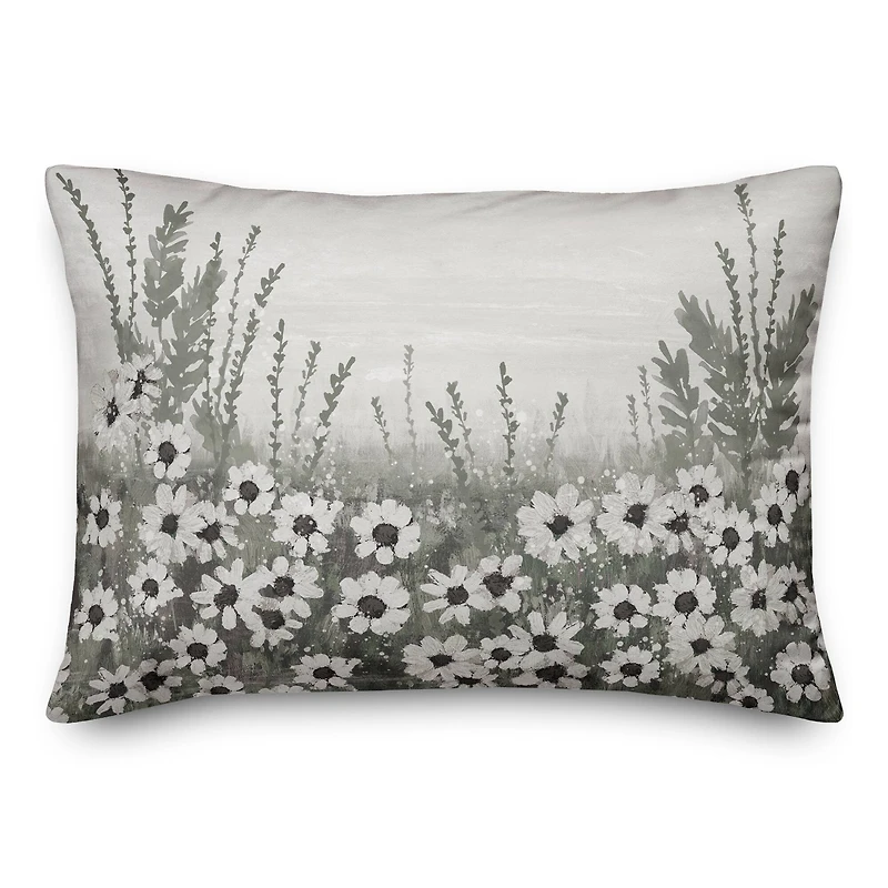 Moody Floral Daisy Field Indoor/Outdoor Lumbar Pillow