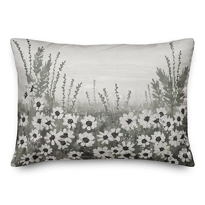 Moody Floral Daisy Field Indoor/Outdoor Lumbar Pillow