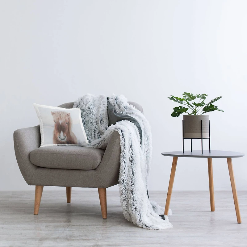 Stupell Industries Majestic Brown Horse Niveous Winter Landscape Throw Pillow, 18" x 18"