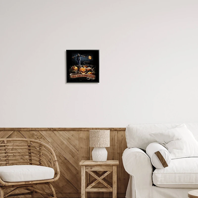Stupell Industries All Hallows Eve Scary Jack-o-Lantern Night Framed Giclee Art