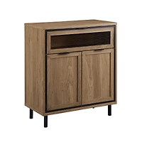 Walker Edison English Oak Mesh Metal Accent Cabinet