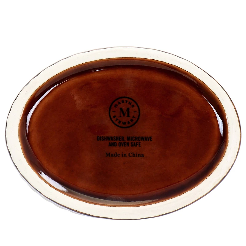 Martha Stewart 6" Brown Ceramic Pig Oval Baker