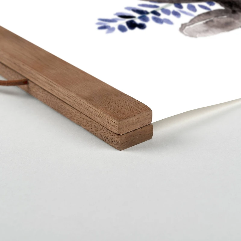 Bunny In Teacup Floral 12" x 18" Teak Hanging Canvas