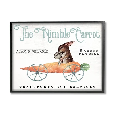 Stupell Industries Easter Bunny Vintage Nimble Carrot Mobile Spring Rabbit Framed Wall Art