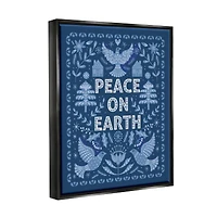 Stupell Industries Peace On Earth Blue Doves Framed Floater Canvas Wall Art