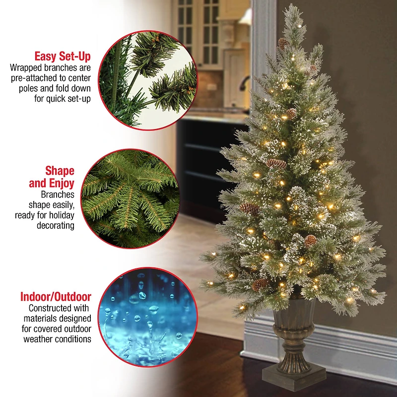 4ft. Pre-Lit Glittery Bristle® Entrance Tree with Clear Lights