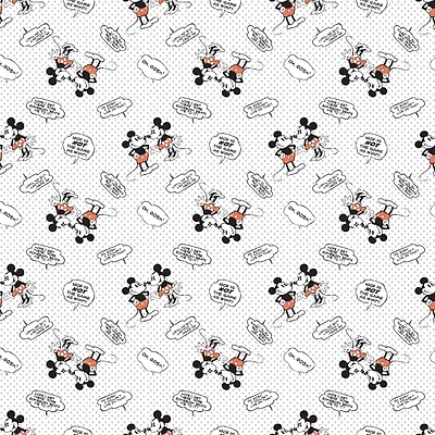 Disney® Mickey & Minnie Vintage Multicolored Nice Is Not The Same As Wimpy Cotton Fabric