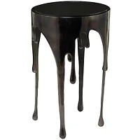 Black Aluminum Drip Accent Table with Melting Designed Legs and Shaded Glass Top 16" x 16" x 25"