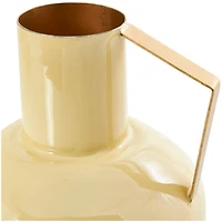 CosmoLiving by Cosmopolitan Yellow Metal Abstract Enameled Vase with Gold Handle Set