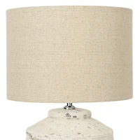 Hello Honey® 19.5" Distressed Cream Cement Table Lamp with Linen Shade