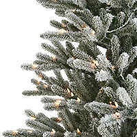 7.5ft. Pre-Lit Flocked Franklin Fir Artificial Christmas Tree, Clear Lights