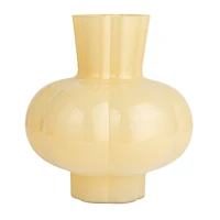 Hello Honey® 9.25" Light Yellow Round Opaque Glass Vase