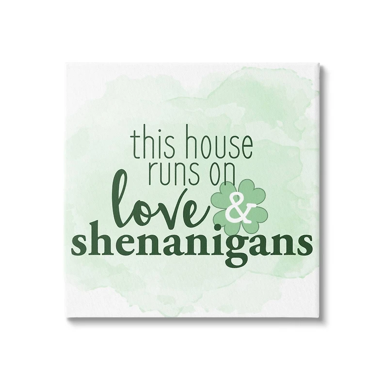 Stupell Industries Love & Shenanigans Family Shamrock Phrase Canvas Wall Art