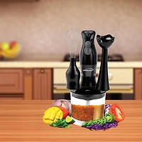 Brentwood Black 2-Speed Hand Blender & Food Processor with Balloon Whisk