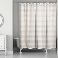 Gray Plaid Shower Curtain