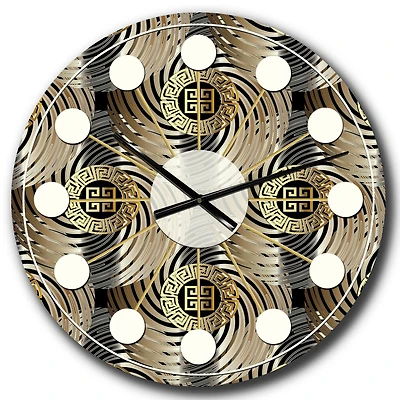 Designart 'Circular Geometric Retro Abstract I Mid-Century Modern Wall Clock