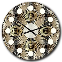 Designart 'Circular Geometric Retro Abstract I Mid-Century Modern Wall Clock
