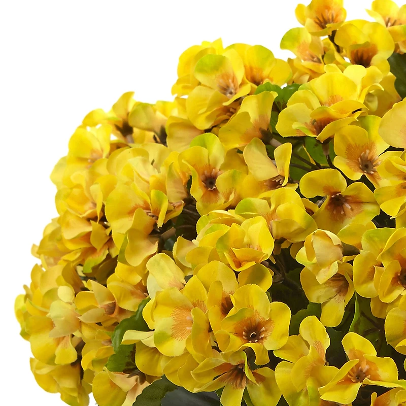 15" UV Resistant Yellow Geranium Arrangement in Black Planter