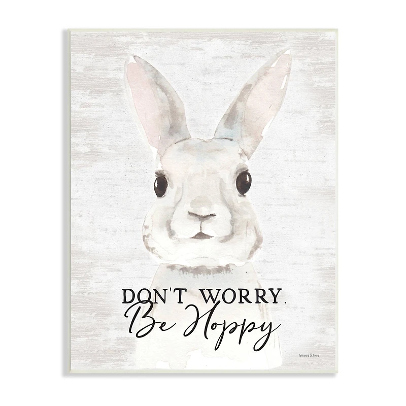 Stupell Industries Don't Worry Be Hoppy Easter Bunny Rabbit Pun Wall Plaque Art