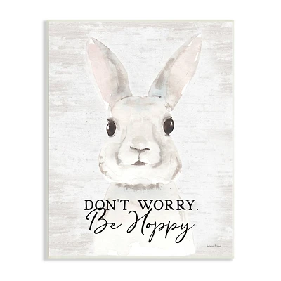Stupell Industries Don't Worry Be Hoppy Easter Bunny Rabbit Pun Wall Plaque Art