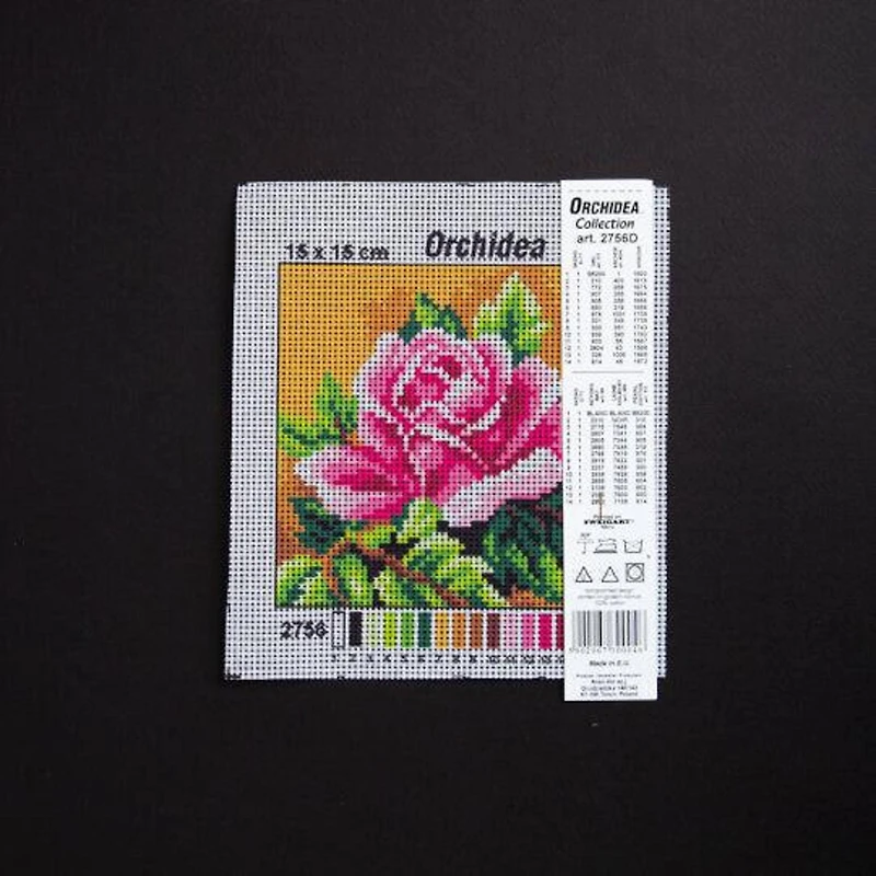 Orchidea Needlepoint Canvas For Halfstitch Without Yarn Rose - Printed Tapestry Canvas