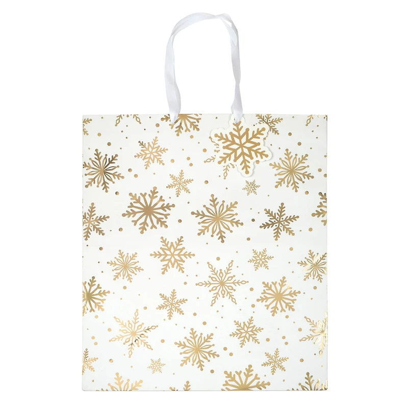 Jumbo White with Gold Snowflake Gift Bag by Celebrate It™