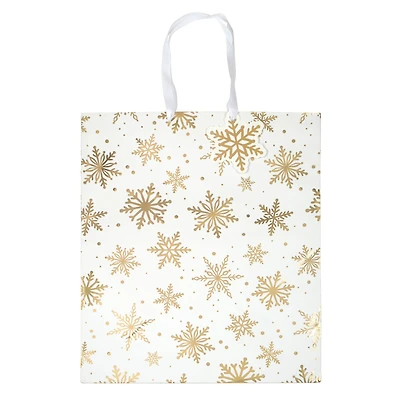 Jumbo White with Gold Snowflake Gift Bag by Celebrate It™