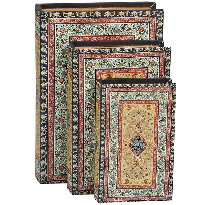 Arabesque Pattern Canvas Storage Book Box Set