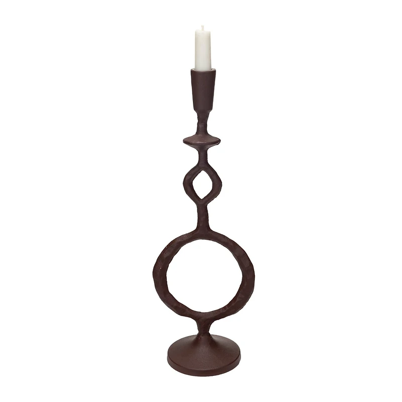 Hello Honey® 15" Brown Decorative Cast Metal Taper Candle Holder