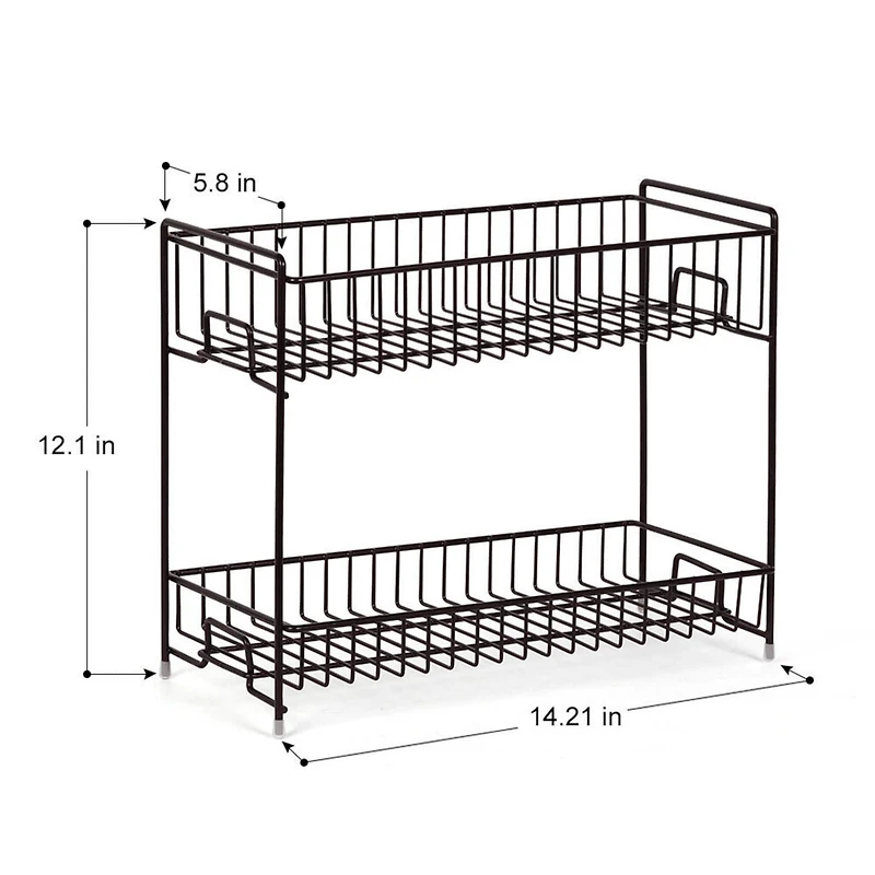 NEX™ 2-Tier Black Kitchen Countertop Spice Rack Organizer