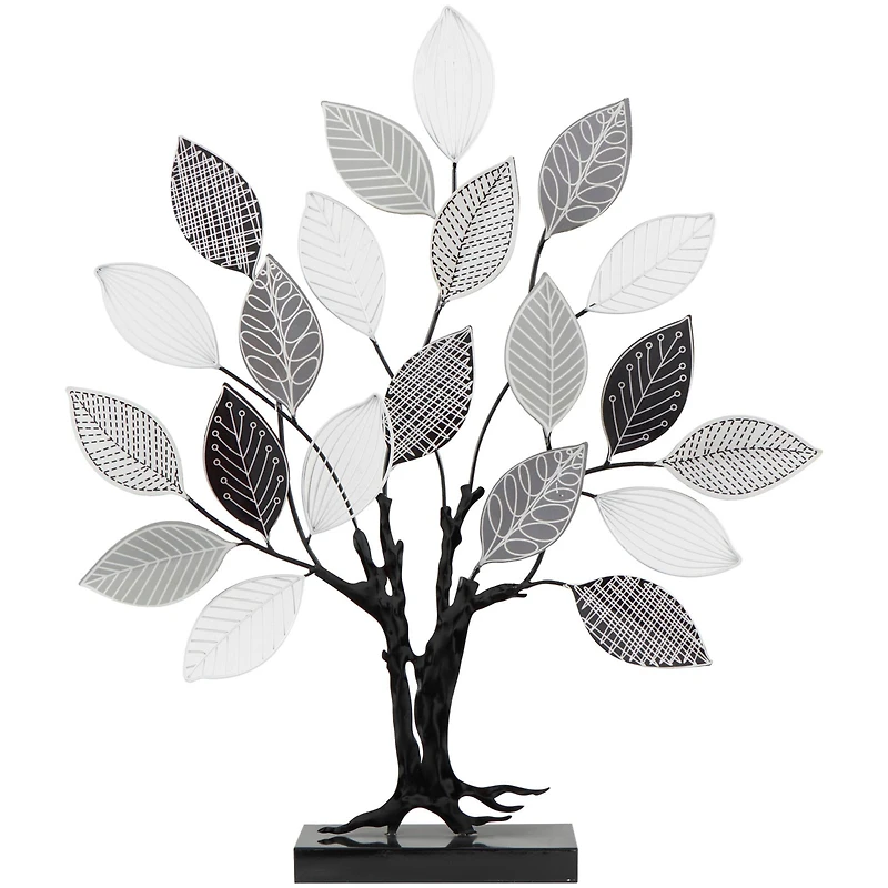 2.5ft. Black, Gray & White Metal Tree Sculpture