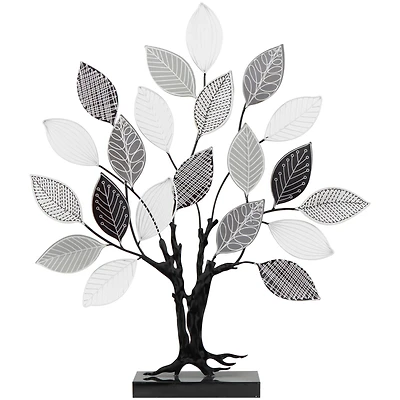 2.5ft. Black, Gray & White Metal Tree Sculpture