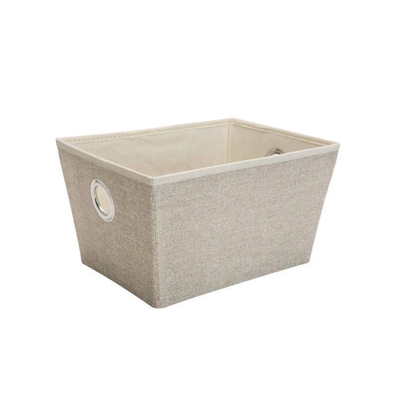 Simplify Medium Beige Faux Jute Grommet Storage Tote Bin