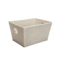 Simplify Medium Beige Faux Jute Grommet Storage Tote Bin