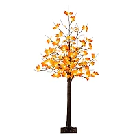 5ft. Pre-Lit Minimalist Autumn Maple Artificial Fall Tree with 96 LED Warm White & Orange Pumpkin Shaped Lights