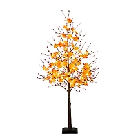 5ft. Pre-Lit Autumn Maple Artificial Fall Tree with Berries and 96 Warm White LED Lights