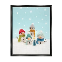 Stupell Industries Winter Snowmen Christmas Tree Framed Floater Canvas Wall Art