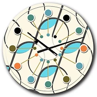 Designart 'Retro Geometrical Abstract Minimal Pattern I Mid-Century Modern Wall Clock