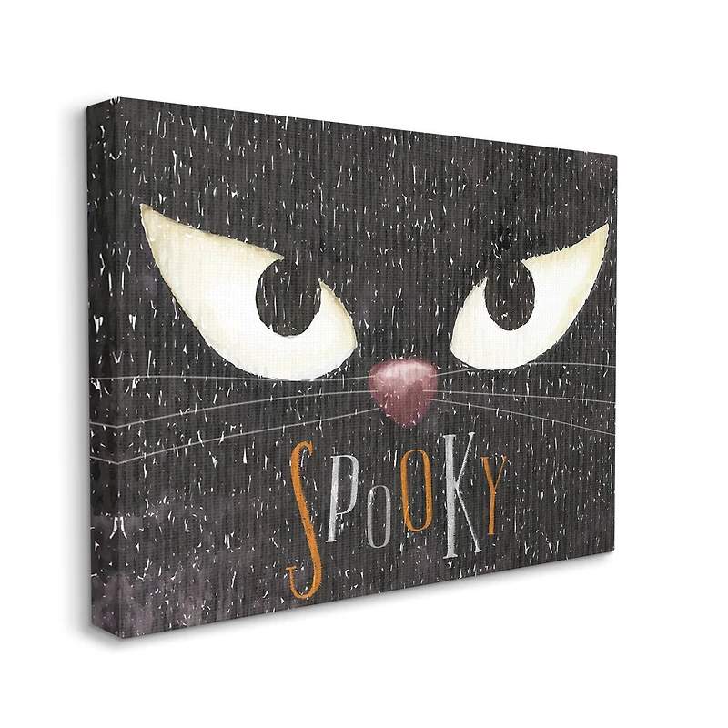 Stupell Industries Spooky Halloween Black Cat Eyes Canvas Wall Art