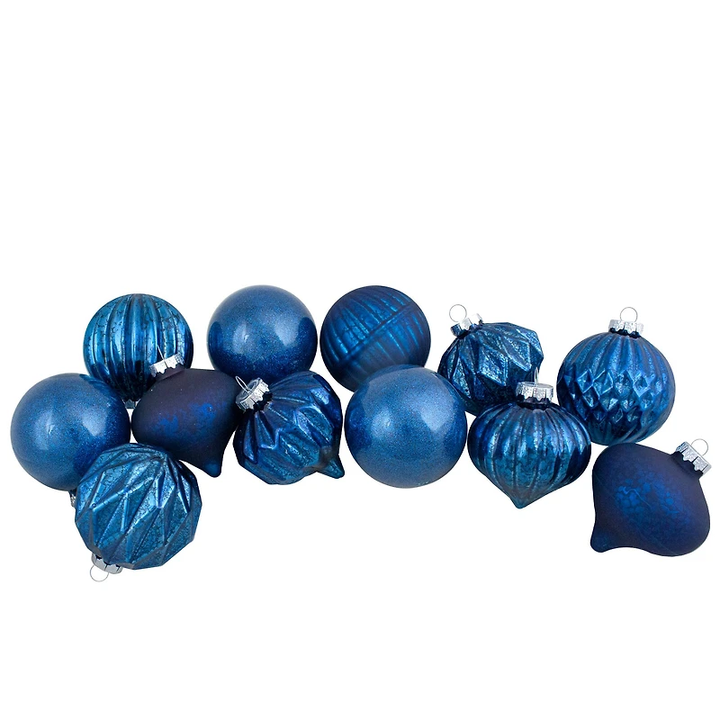 12ct. Blue Glass Onion & Ball Ornaments