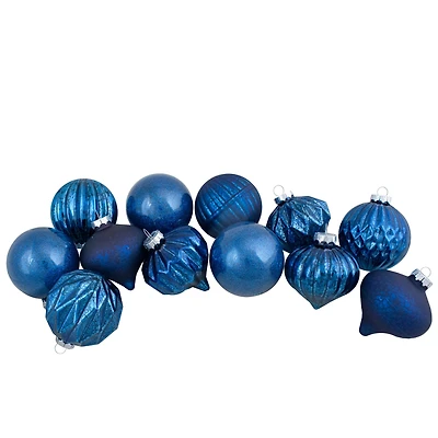 12ct. Blue Glass Onion & Ball Ornaments