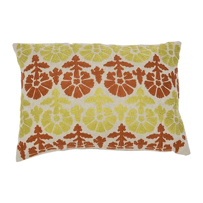 Hello Honey® Multicolor Embroidered Pattern Cotton Chambray Lumbar Pillow