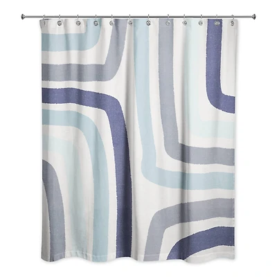 Abstract Blue Stripes Shower Curtain