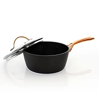Oster Allsberg 1.7qt. Aluminum Sauce Pan With Lid Set & Bronze Handles