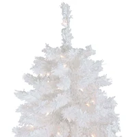 7.5ft. Pre-Lit Flocked White Spruce Artificial Christmas Tree, Clear Lights