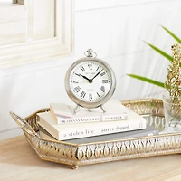 6" Silver Stainless Steel & Aluminum Round Clock