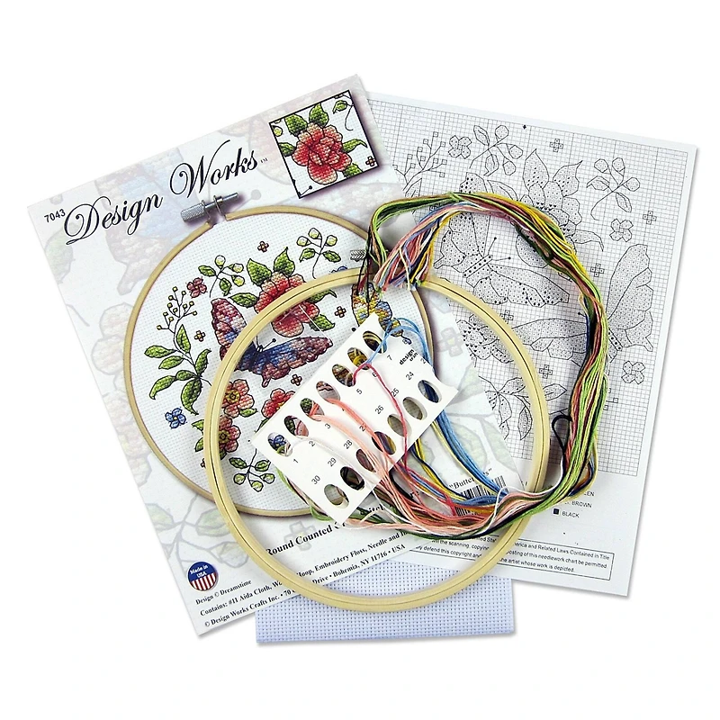 Design Works™ 8'' Round Butterfly Counted Cross Stitch Kit