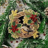 Wonderland Crafts Bird & Wreath Bead Embroidery on Wood Kit