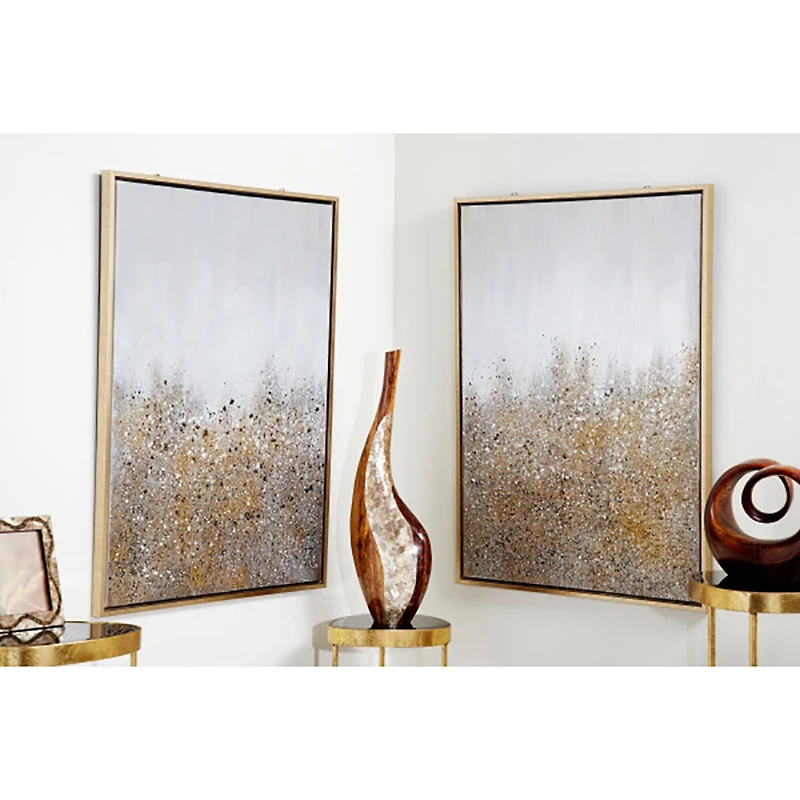 CosmoLiving by Cosmopolitan Gold Contemporary Abstract Wall Art Set